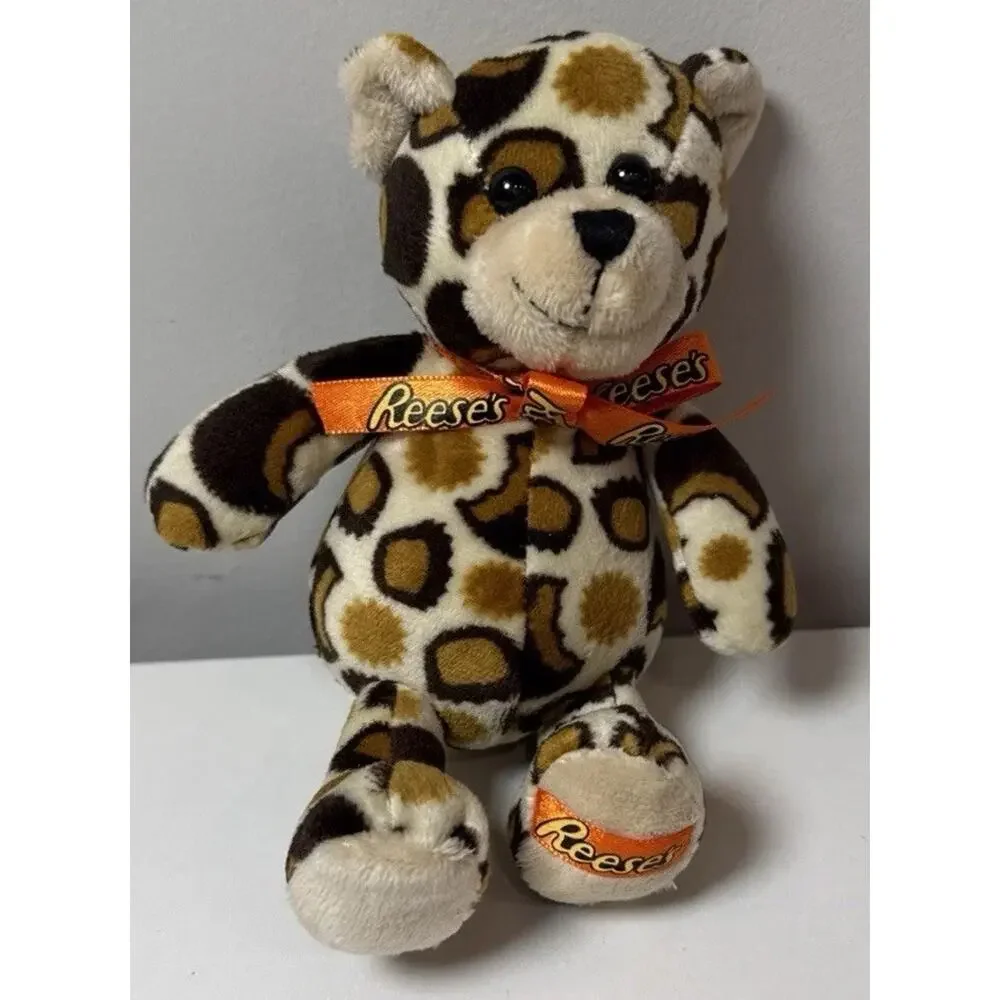 Reese’s Leopard Print Plush Bear 6” Candy Advertising Stuffed Animal Toy